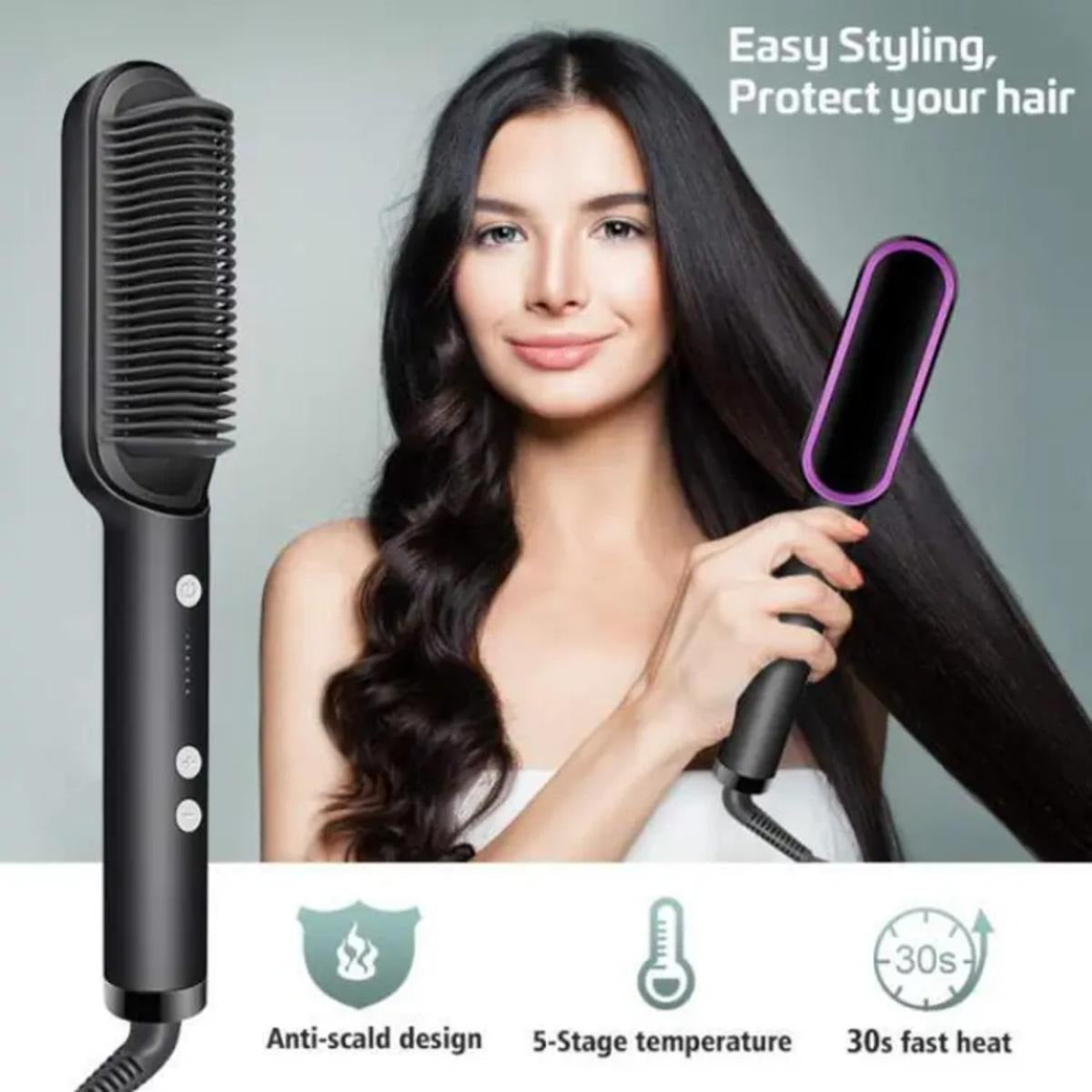 909 Hair Straightener Brush β 6 Heat Modes Electric Comb